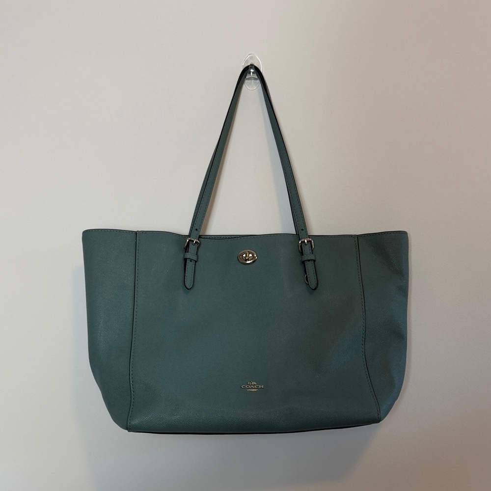 Coach Teal Green Saffiano Leather Tote
